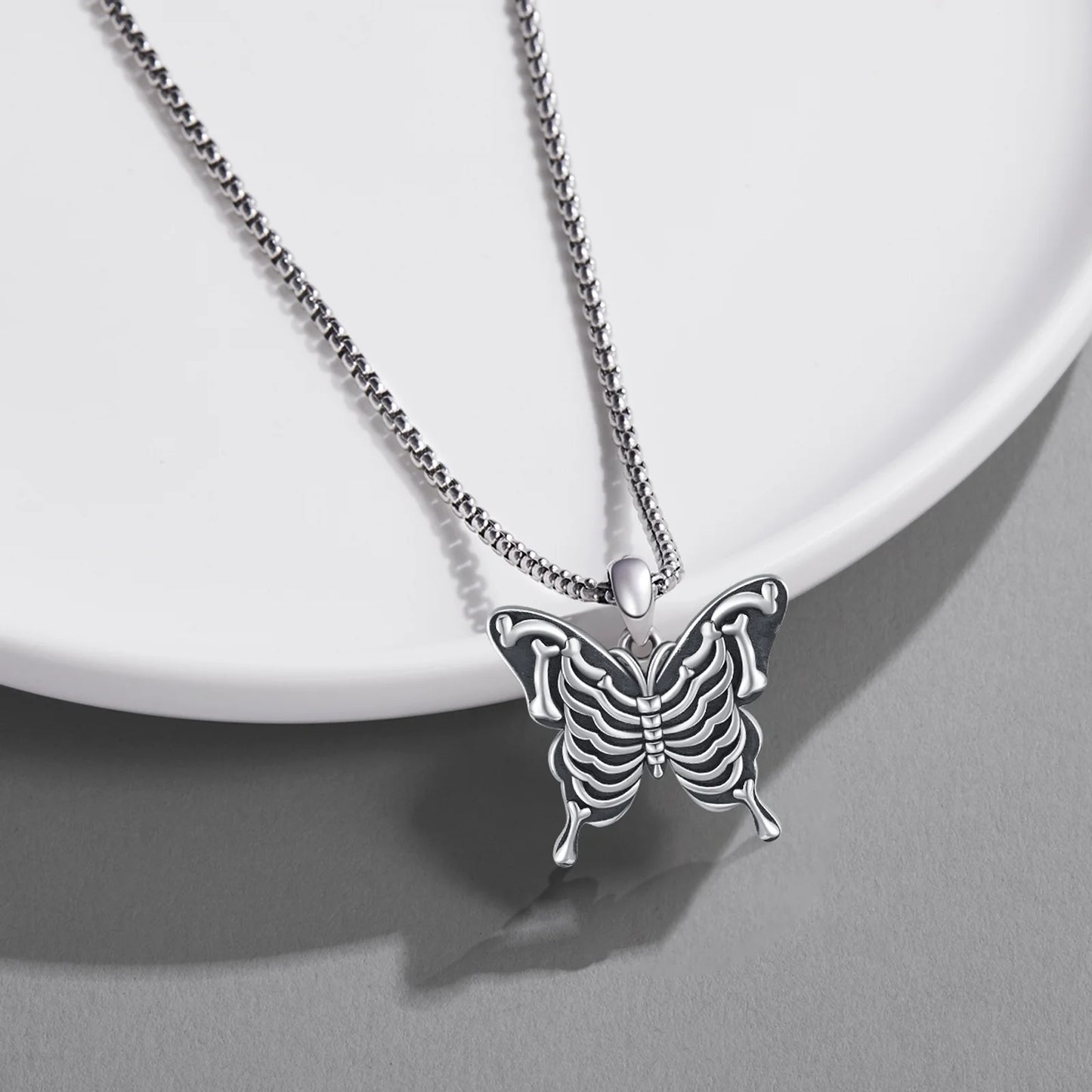 Butterfly Necklace 925 Sterling Silver Skeleton Pendant Necklaces Jewelry Birthday Xmas Gift for Women Mom Daughter Niece Wife