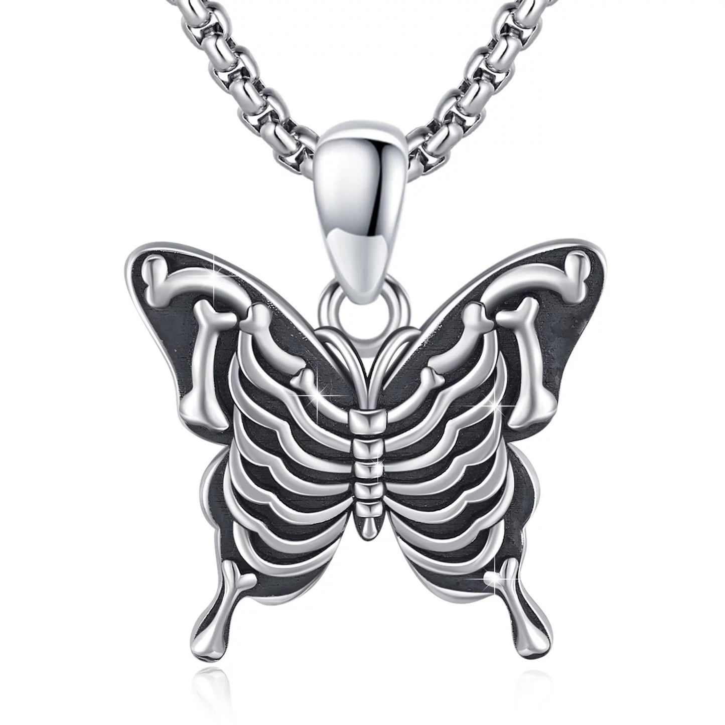 Butterfly Necklace 925 Sterling Silver Skeleton Pendant Necklaces Jewelry Birthday Xmas Gift for Women Mom Daughter Niece Wife